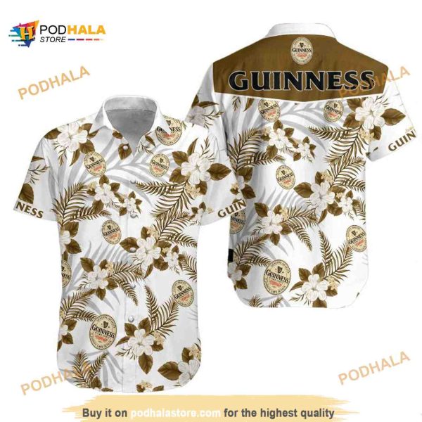 Guinness Hawaiian Shirt, Tropical Plants Pattern Aloha Shirt