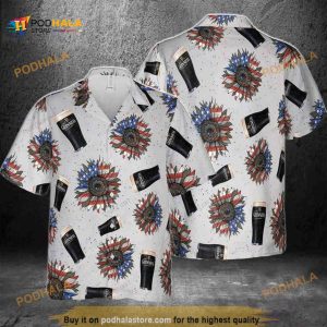 Guinness Hawaiian Shirt, US Sunflowered 4th Of July Independence Day Aloha Shirt