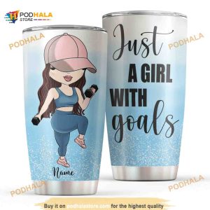 Gym Girl Just A Girl With Goals Stainless Steel Cup Coffee Tumbler