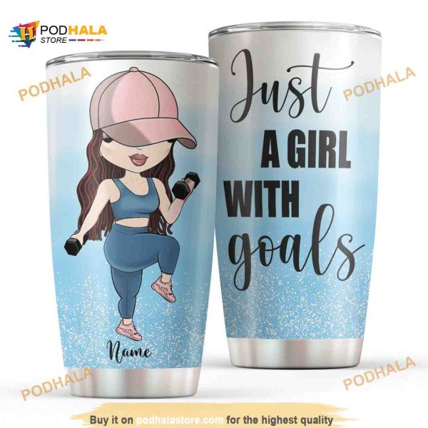 Gym Girl Just A Girl With Goals Stainless Steel Cup Coffee Tumbler