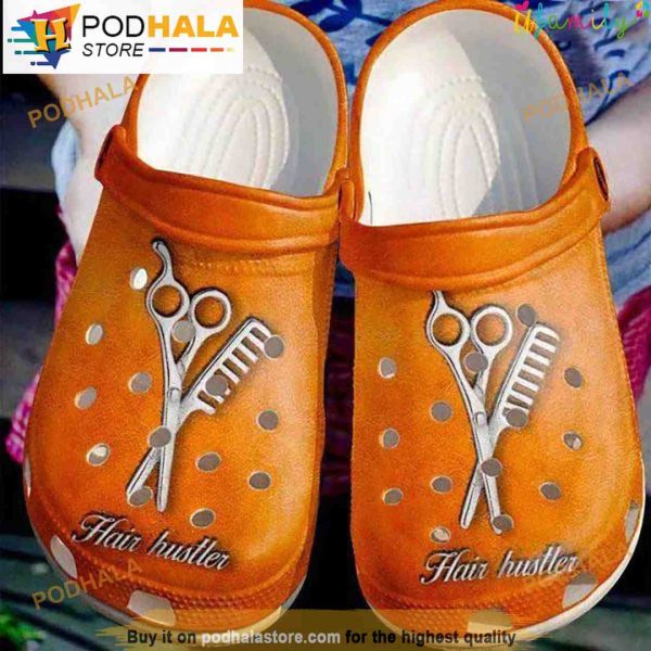 Hairstylist Leather Hair Hustle 3D Funny Crocs Crocband