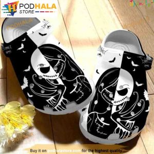 Half Face Sally And Jack 3D Funny Crocs Crocband Halloween