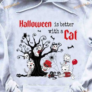 Halloween Is Better With A Cat Halloween Cat Costume, Halloween Characters Cat Shirt