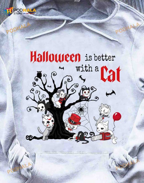 Halloween Is Better With A Cat Halloween Cat Costume, Halloween Characters Cat Shirt