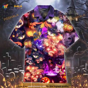 Halloween Night With Pokemon Halloween Hawaiian Shirt, Halloween Gifts Ideas