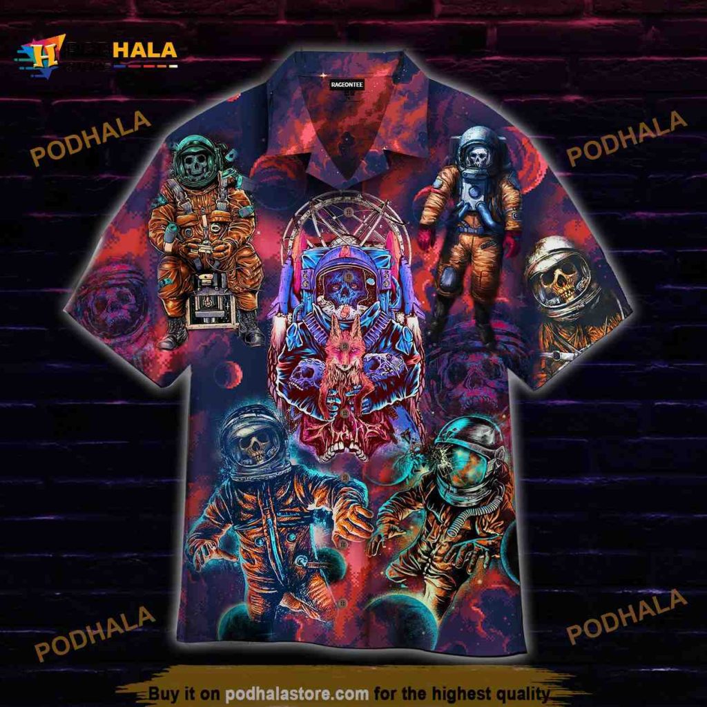 Halloween Spacemen Skull Halloween Hawaiian Shirt