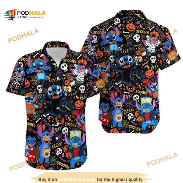 Halloween Trick Or Treat Stitch Halloween Hawaiian Shirt, Stitch Disney Aloha Shirt