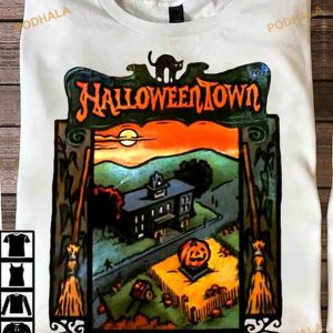 Halloweentown Black Cat Haunted Pumpkin House Brooms Shirt