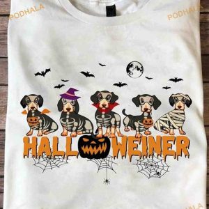 Halloweiner Dogs Haunted Pumpkin Bats Halloween Shirt