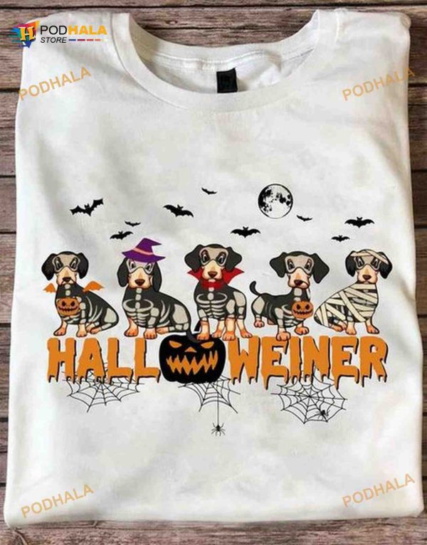 Halloweiner Dogs Haunted Pumpkin Bats Halloween Shirt