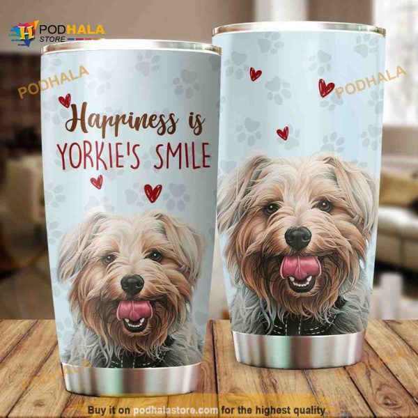 Happiness Is Yorkies Smile Gift For Lover Travel Coffee Tumbler