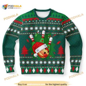 Happy Bowling Ugly Christmas Wool Sweater