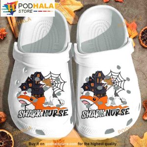 Happy Dog Sitting On Shark Nurse Halloween 3D Funny Crocs Crocband