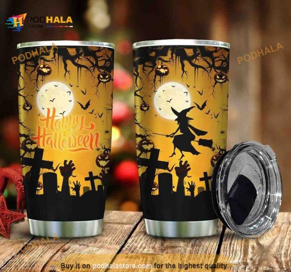 Happy Halloween Tomb Witch Gift Travel Coffee Tumbler