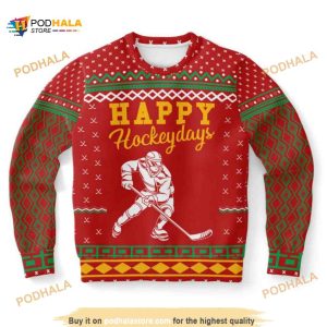Happy Hockeydays Ugly Christmas Wool Sweater