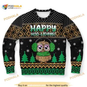 Happy Hoo-Lidays Ugly Christmas Wool Sweater
