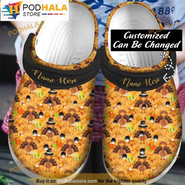 Happy Thanksgiving Day With Funny Turkey Pattern 3D Funny Crocs Crocband