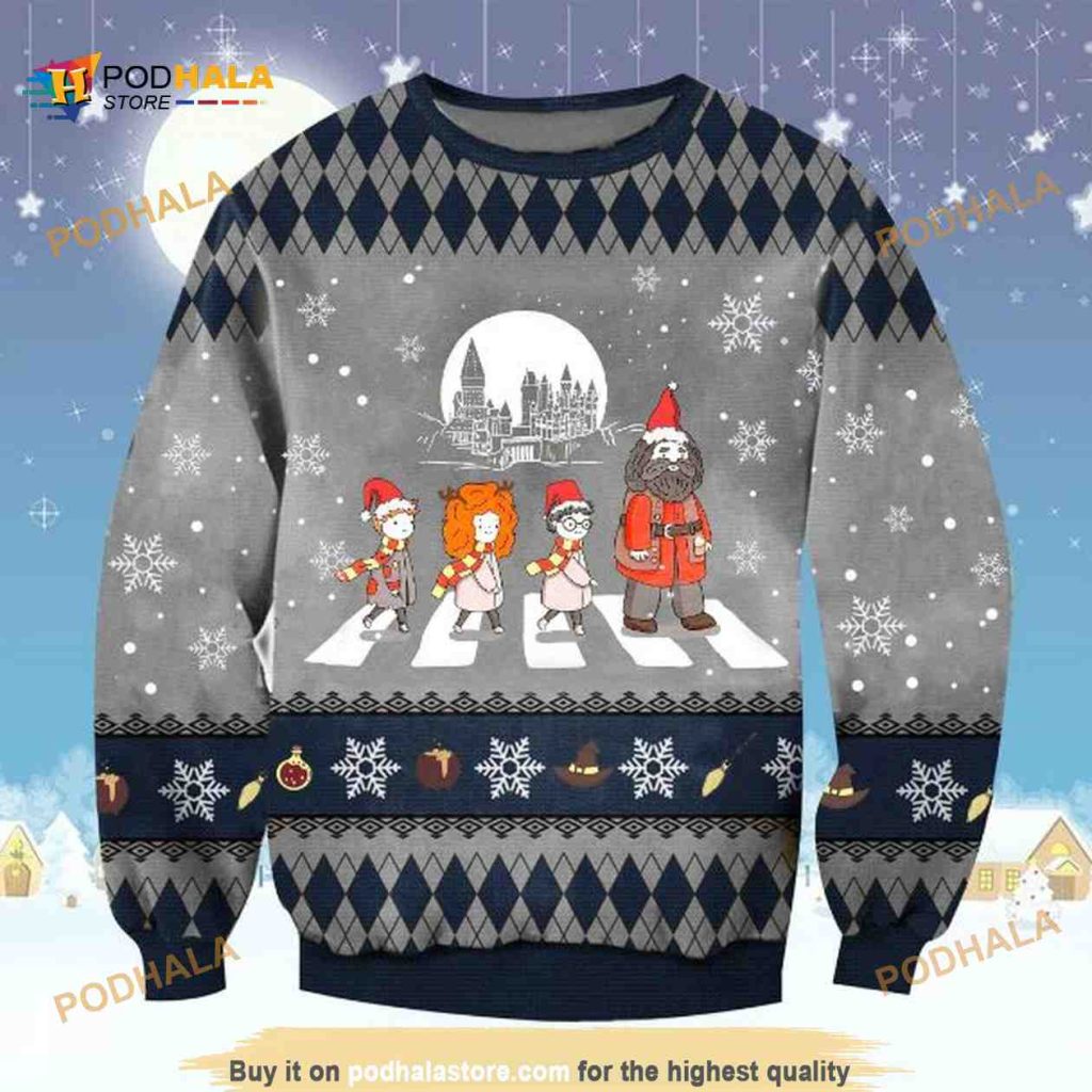 Harry Potter Abbey Road Funny Christmas Hogwarts Wool Sweater