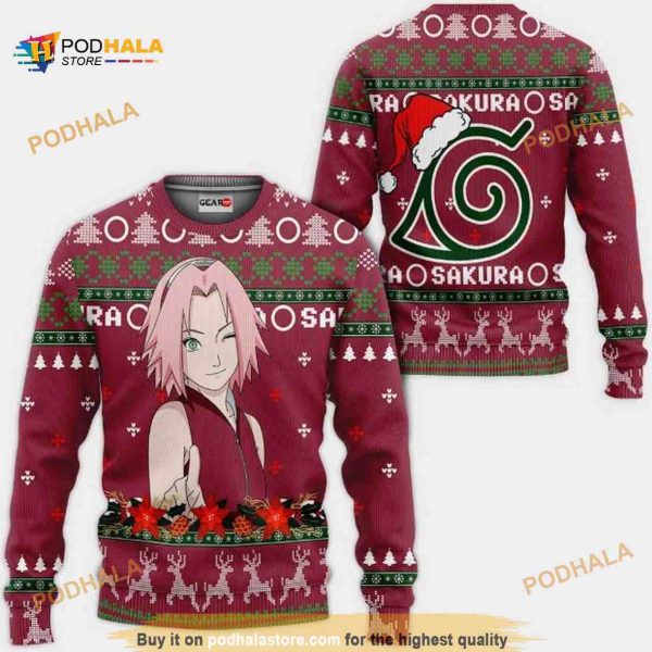 Haruno Sakura Nrt Anime Xmas Ugly Christmas Knitted Sweater