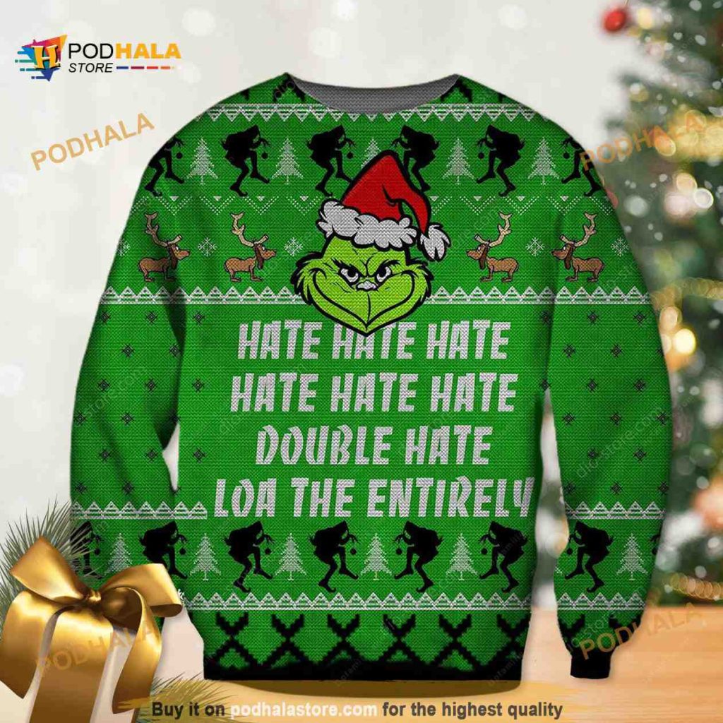 Hate Hate Hate Cute Christmas Grinch Ugly Christmas Sweaters