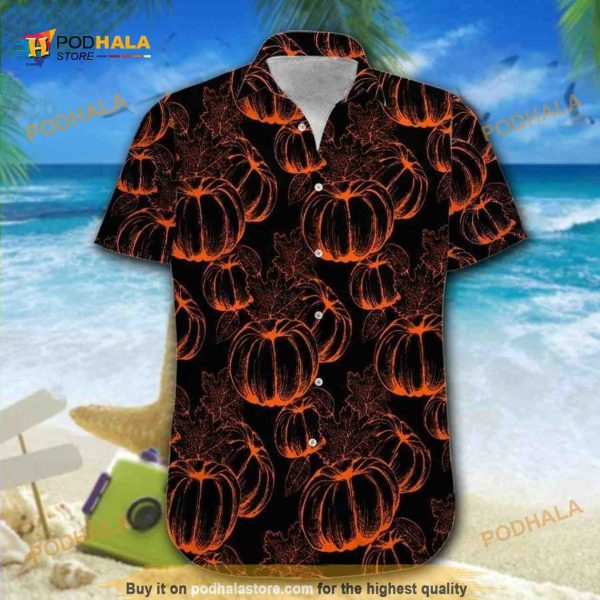 Hawaiian Aloha Shirts Pumpkin Black For Halloween, Halloween Gifts Ideas