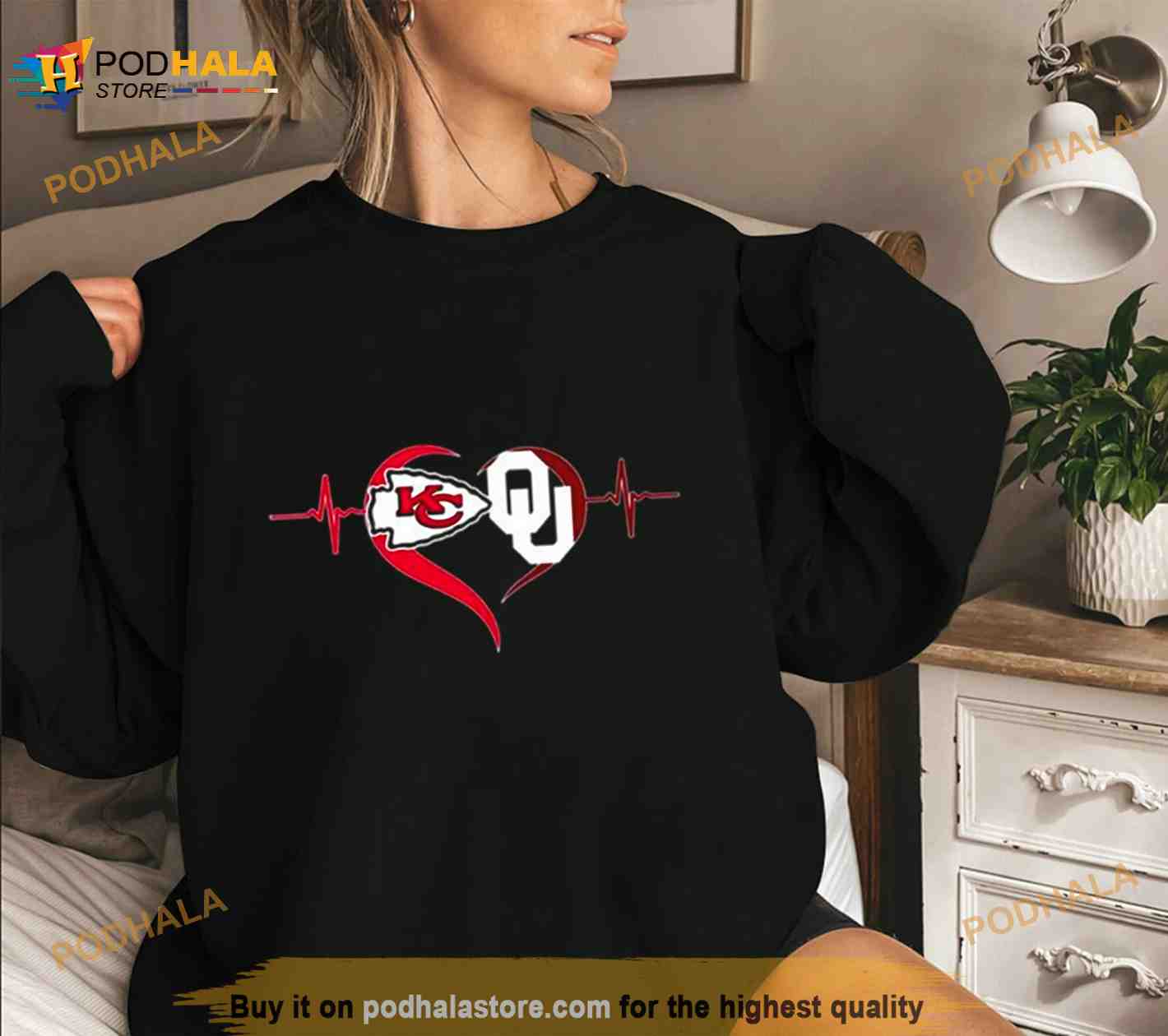 Heartbeat Kansas City Chiefs And Oklahoma Sooners shirt, hoodie