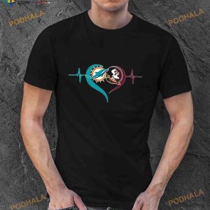 Heartbeat Miami Dolphins And Florida State Seminoles Shirt 2