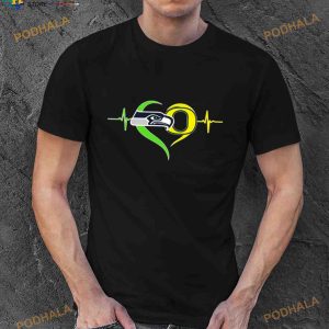 Heartbeat Seattle Seahawks And Oregon Ducks Shirt 2