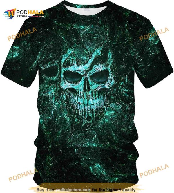 Hehanus Skull Printed Shirt Summer Cool Graphic Fashion