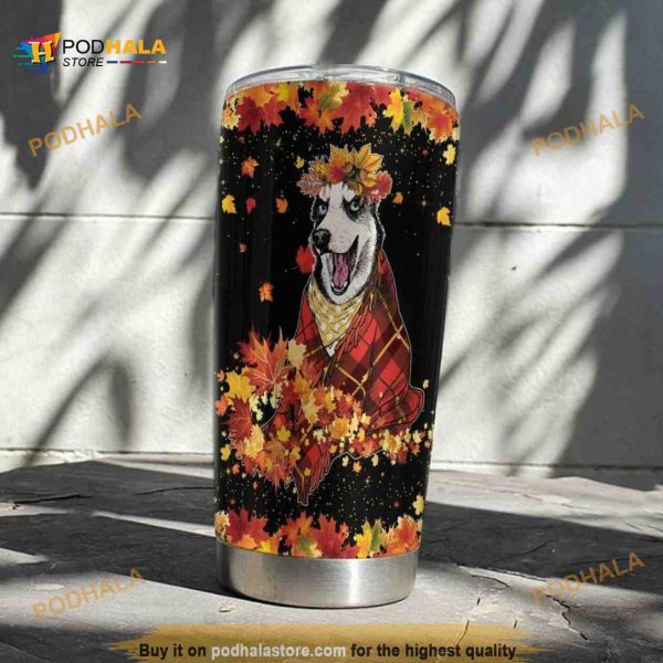Hello Fall Husky Dog Stainless Steel Cup Coffee Tumbler