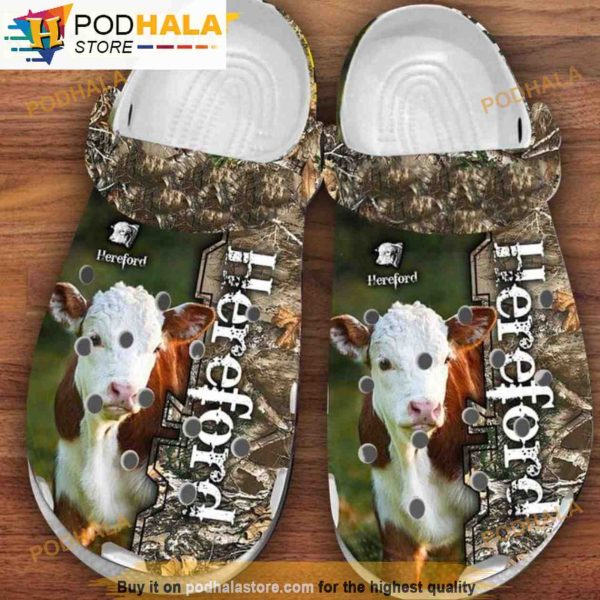 Hereford Cow Camo Forest Cute 3D Funny Crocs