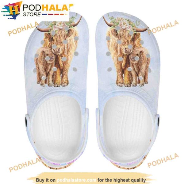 Highlands Cow Blue 3D Funny Crocs