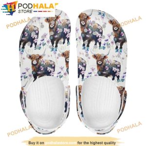 Highlands Cow Print Clogs – Fun And Unique Footwear For Animal Lovers 3D Funny Crocs Clog Shoes