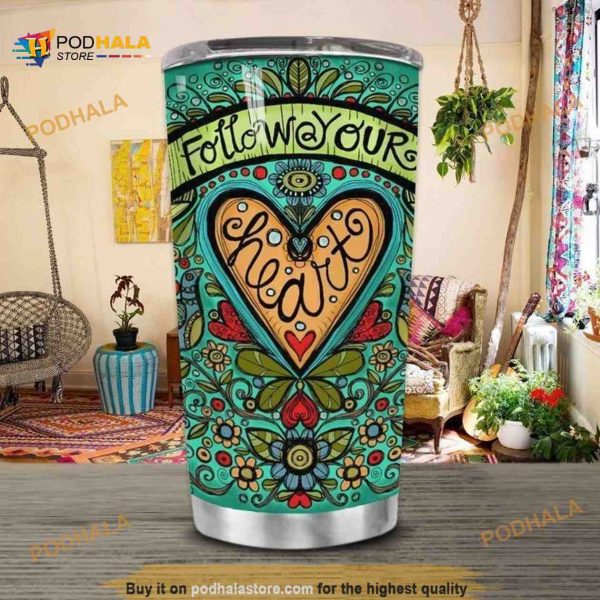 Hippie Heart Secret Place Stainless Steel Cup Travel Tumbler, Hippe Gift
