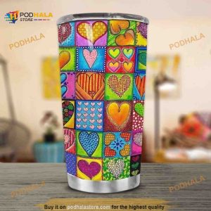Hippie Heart Stainless Steel Cup Travel Tumbler, Hippe Gift
