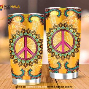 Hippie Mandala Stainless Steel Cup Travel Tumbler, Hippe Gift