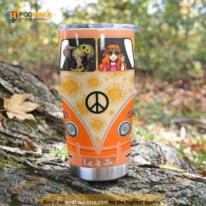 Hippie Orange Girl Stainless Steel Cup Travel Tumbler, Hippe Gift