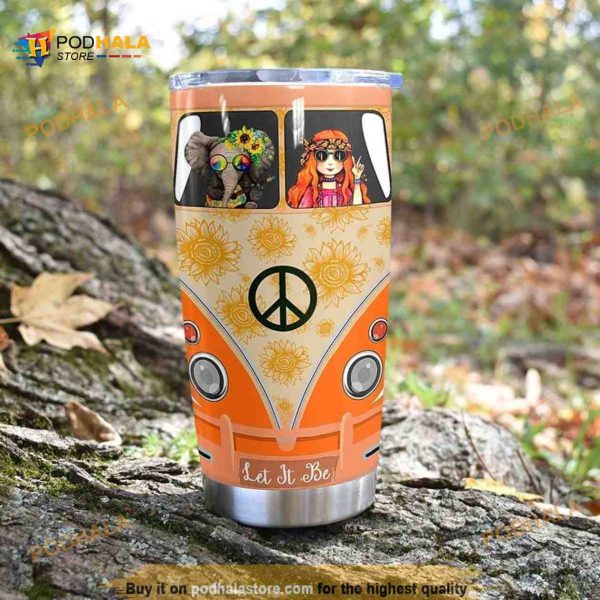 Hippie Orange Girl Stainless Steel Cup Travel Tumbler, Hippe Gift