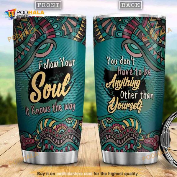 Hippie Pattern Stainless Steel Cup Travel Tumbler, Hippe Gift