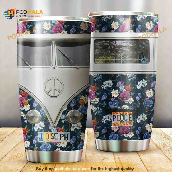 Hippie Peace Flower Gift For Lovers Travel Tumbler All Over Print, Hippe Gift