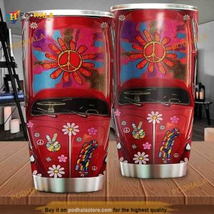 Hippie Red Bus Stainless Steel Cup Travel Tumbler, Hippe Gift
