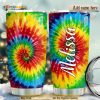 Hippie Tie Dye Personalized Name Gift Travel Tumbler, Hippe Gift
