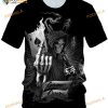 Hisayhe Mens Fiend Skull Vintage Tee 3D Creative Digital Printed Pattern Shirt