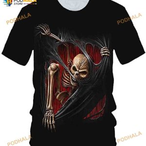 Hisayhe Skull Shirts for Men Halloween Scary Novelty 3D Short Sleeve Shirt