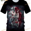Hisayhe Skull and Beauty 3D Shirt, Skulls and Roses Unisex Short Sleeve Tshirt