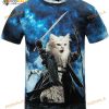 Hiuwa Unisex 3D Shirt Print Holding Sword Cat General Slim