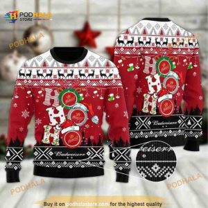 HoHoHo Budweiser Beer Merry Xmas Ugly Wool Sweater