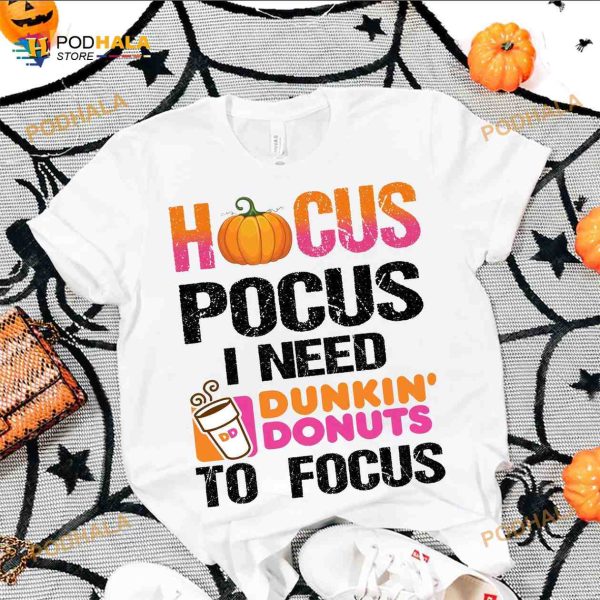 Hocus Pocus I Need Dunkin Donuts To Focus Shirt, Halloween Hocus Pocus Merch
