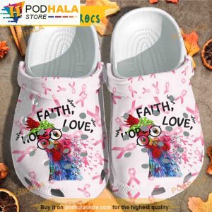 Hope Faith Love Breast Cancer 3D Funny Crocs Slippers