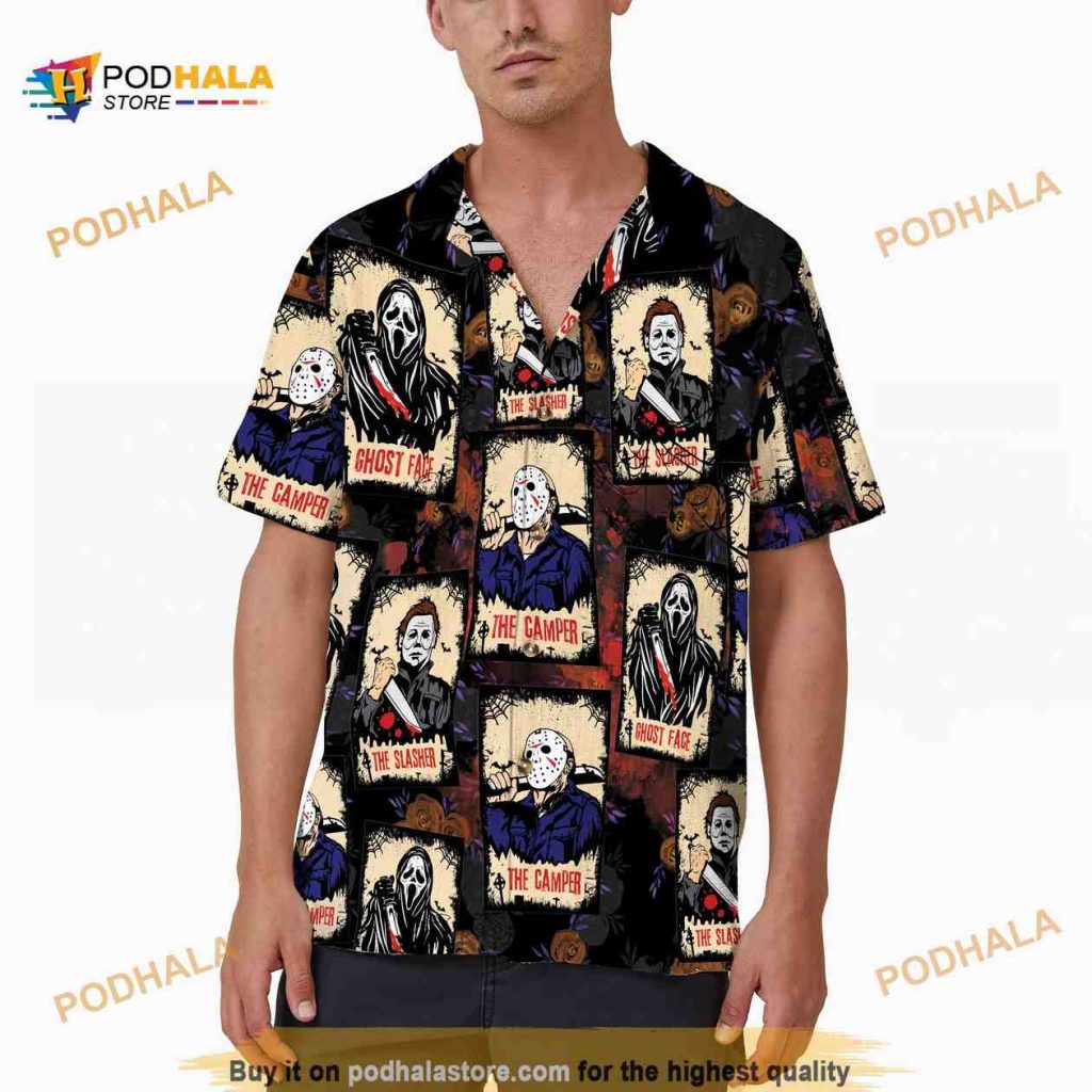 Horror Characters Tarot Card Halloween Hawaiian Shirt